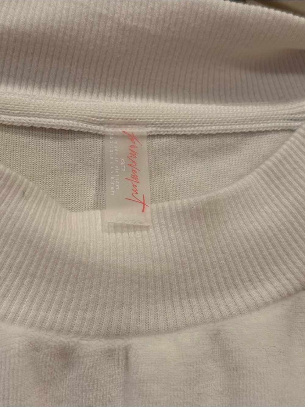 Free People FP Movement White Cropped Sweatshirt XS Black Piping - Picture 6 of 6